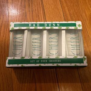 Rae Dunn NWT St Patrick Shot Glasses Shamrocks Bar Glass Cup‎